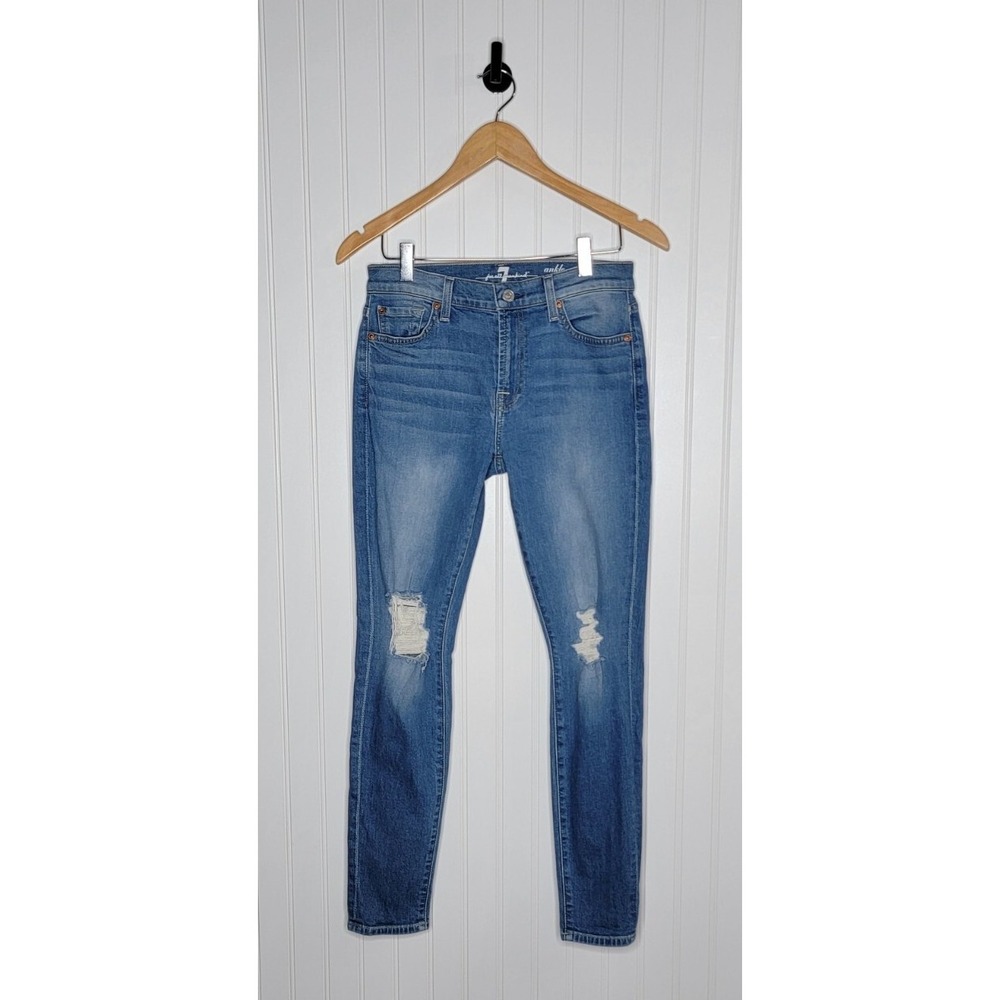 7 For All Mankind Ankle Gwenevere Jeans Women's Size 27 Distressed Medium Wash